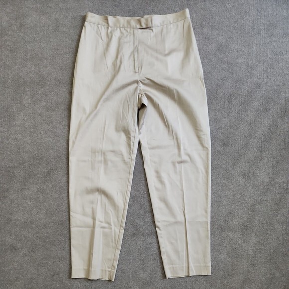 Worthington Stretch Dress Pants Womens Size 10 Petite Satin Beige Cotton Tapered - Picture 2 of 5